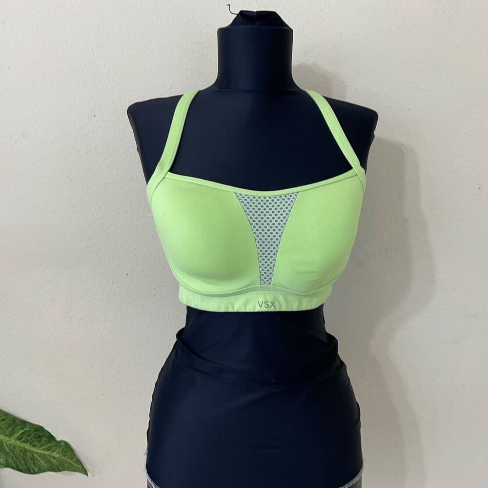 VSX Sports Women's Size 34D Lime Green Mesh center Racerback Sports Bra